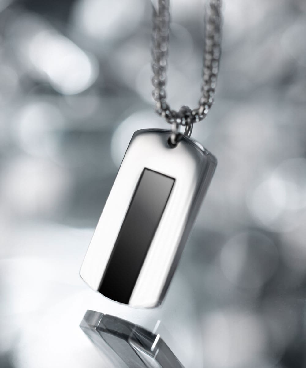 Dogtag necklace Black Agate | Silver