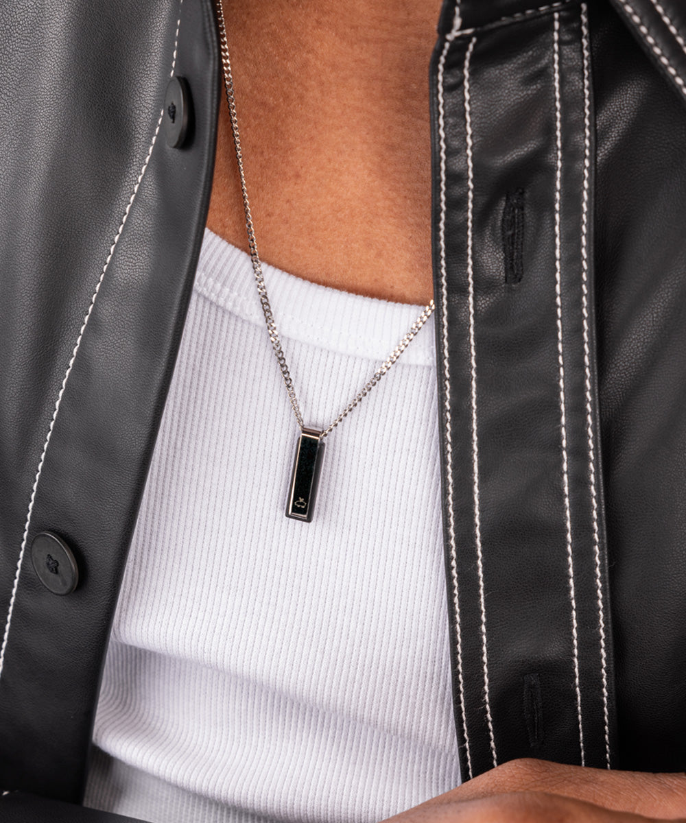 Monolith Necklace Black Agate | Silver