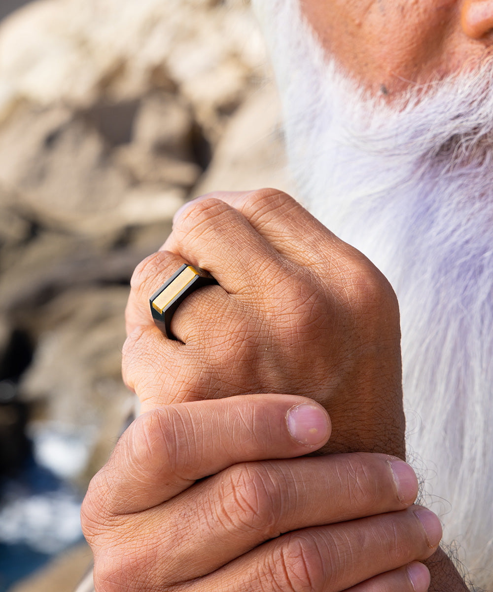 Signet Ring 7mm Tiger Eye | Black – Pig & Hen