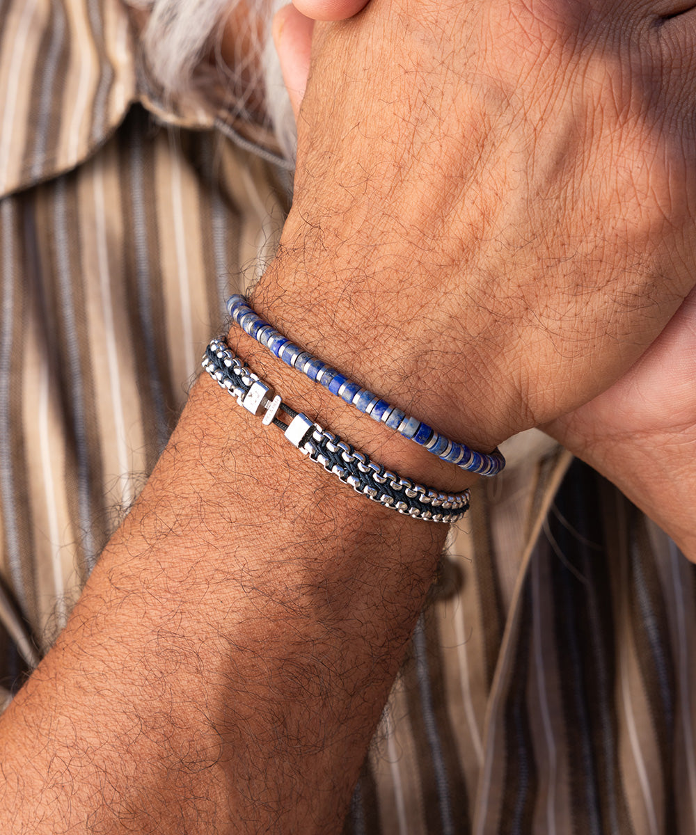 Catena Venetian 7mm Navy | Silver – Pig & Hen