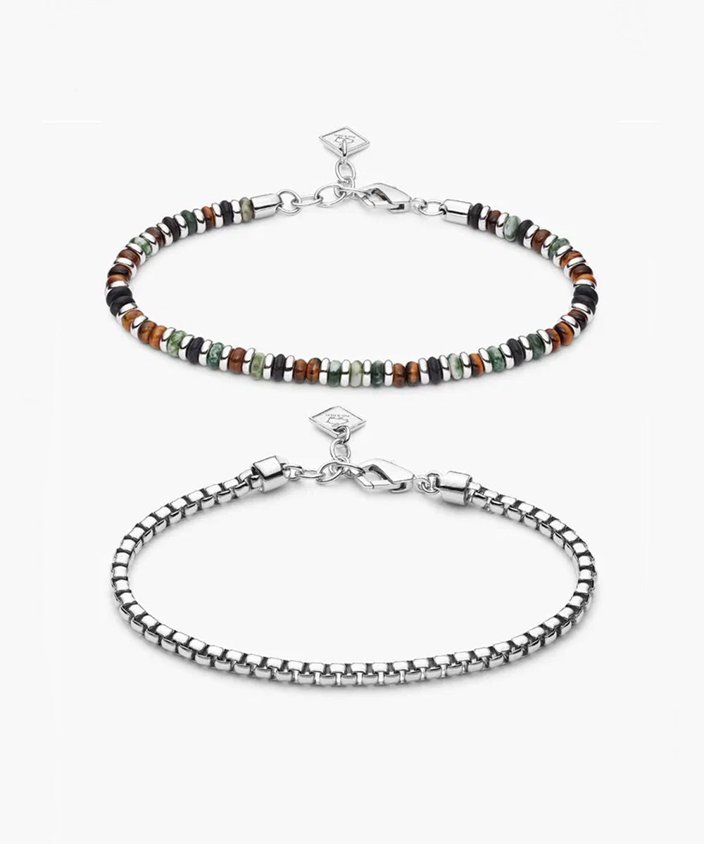 925 Sterling Silver Brontide Nagoya & Box Chain Set