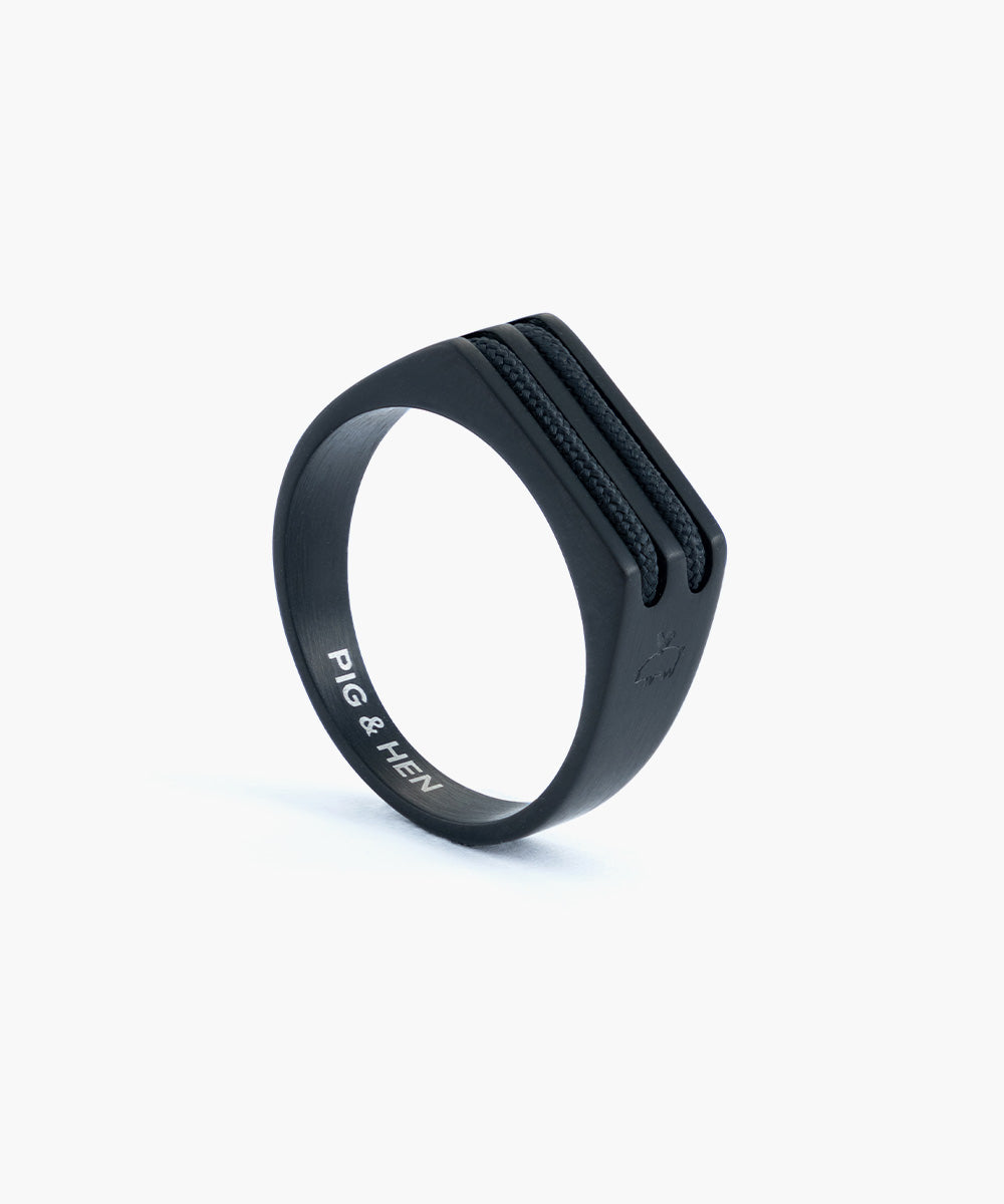 Signet Ring 7mm Rope Black | Black
